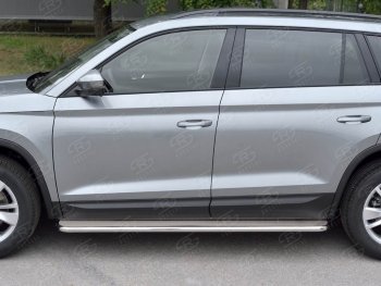 35 549 р. Широкая защита порогов из трубы диаметром 42 мм SLITKOFF v3 Skoda Kodiaq NU7 дорестайлинг (2017-2021)  с доставкой в г. Горно‑Алтайск. Увеличить фотографию 2