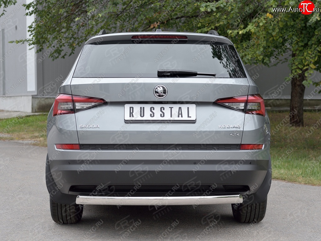 9 649 р. Защита заднего бампера d75х42 дуга Russtal  Skoda Kodiaq  NU7 (2017-2021) дорестайлинг  с доставкой в г. Горно‑Алтайск