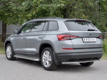 15 749 р. Защита заднего бампера (Ø42 мм, нержавейка) SLITKOFF Skoda Kodiaq NU7 дорестайлинг (2017-2021)  с доставкой в г. Горно‑Алтайск. Увеличить фотографию 1