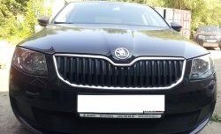 1 299 р. Сетка (для комплектации Active) на бампер Russtal (черная) Skoda Octavia A7 дорестайлинг лифтбэк (2012-2017)  с доставкой в г. Горно‑Алтайск. Увеличить фотографию 2