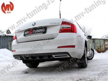 2 399 р. Накладка бампера (диффузор) MV-Tuning Skoda Octavia A7 дорестайлинг лифтбэк (2012-2017) (Глянец, Неокрашенная)  с доставкой в г. Горно‑Алтайск. Увеличить фотографию 2