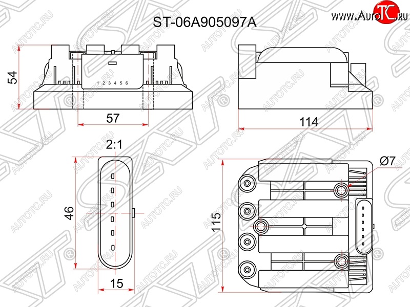 4 899 р. Катушка зажигания SAT (модуль)  Skoda Octavia ( Tour A4 1U5,  Tour A4 1U2) (1996-2000), Volkswagen Bora (1998-2005), Volkswagen Caddy  2K (2003-2010), Volkswagen Golf  4 (1997-2003), Volkswagen Touran  1T (2006-2010)  с доставкой в г. Горно‑Алтайск