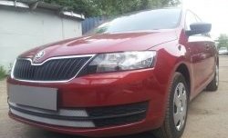 2 399 р. Сетка на бампер Russtal (хром) Skoda Rapid NH3 дорестайлинг лифтбэк (2012-2017)  с доставкой в г. Горно‑Алтайск. Увеличить фотографию 4