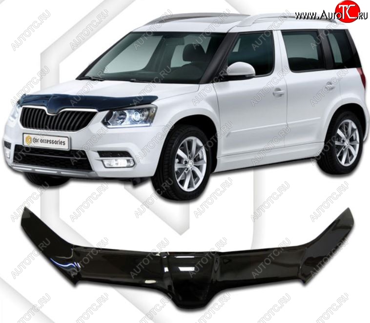 2 599 р. Дефлектор капота CA-Plastiс exclusive Skoda Yeti (2013-2018) (Classic черный, Без надписи)  с доставкой в г. Горно‑Алтайск