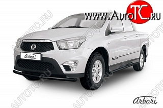 5 777 р. Защита переднего бампера Arbori SSANGYONG Actyon Sport (2012-2025)  с доставкой в г. Горно‑Алтайск