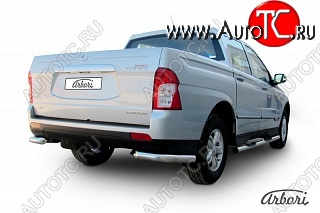 8 909 р. Защита заднего бампера Arbori SSANGYONG Actyon Sport (2012-2025)  с доставкой в г. Горно‑Алтайск