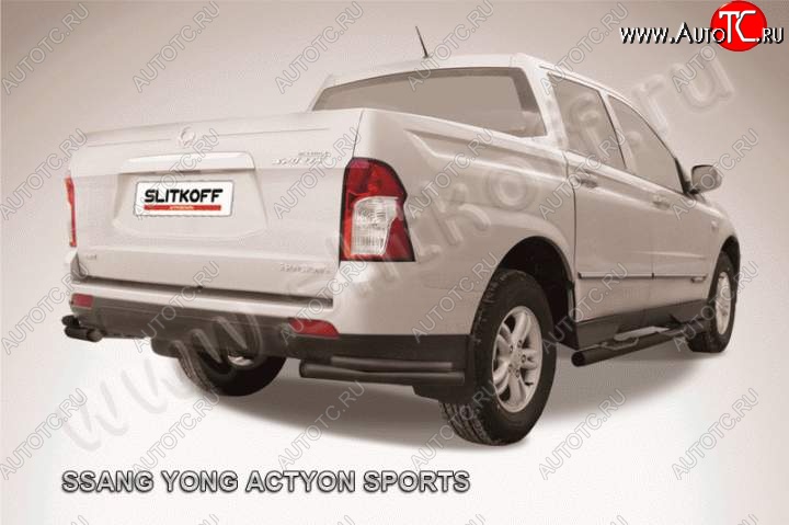 6 599 р. Уголки d57+d42 двойные SSANGYONG Actyon Sport (2012-2024) (Цвет: серебристый)  с доставкой в г. Горно‑Алтайск