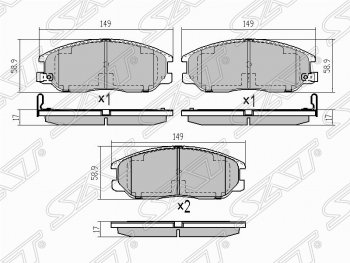 1 159 р. Колодки тормозные (передние) SAT SSANGYONG Actyon 1 (2006-2010)  с доставкой в г. Горно‑Алтайск. Увеличить фотографию 1