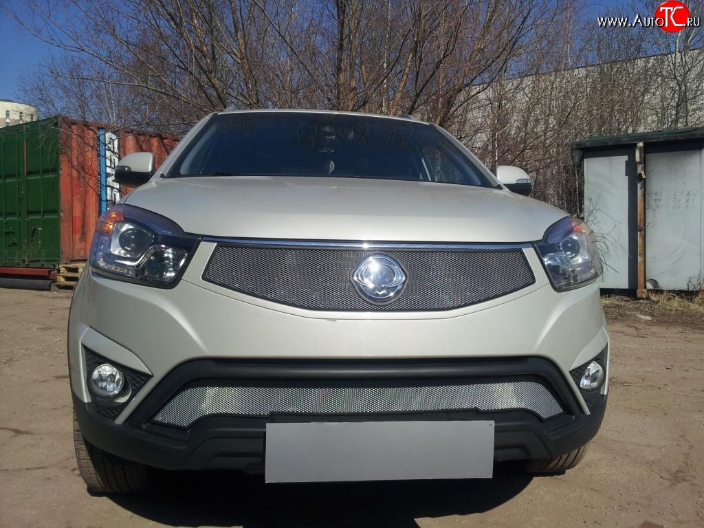 1 539 р. Верхняя сетка на бампер Russtal (хром) SSANGYONG Actyon рестайлинг (2013-2021)  с доставкой в г. Горно‑Алтайск