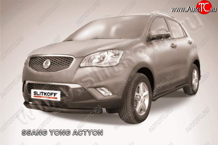 10 499 р. защита переднего бампера Slitkoff SSANGYONG Actyon дорестайлинг (2010-2013) (Цвет: серебристый)  с доставкой в г. Горно‑Алтайск