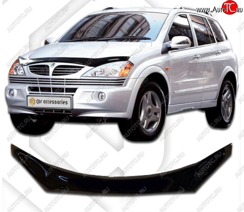 2 199 р. Дефлектор капота CA-Plastiс exclusive SSANGYONG Kyron рестайлинг (2007-2016) (Classic черный, Без надписи)  с доставкой в г. Горно‑Алтайск