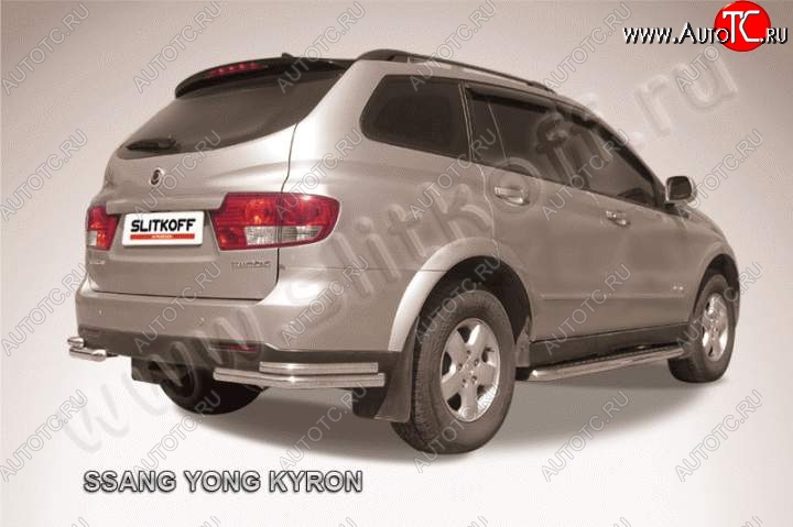 5 999 р. Уголки d57+d42 двойные SSANGYONG Kyron дорестайлинг (2005-2007) (Цвет: серебристый)  с доставкой в г. Горно‑Алтайск