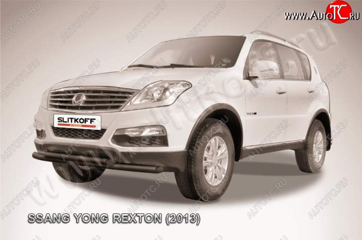 9 999 р. Защита переднего бампер Slitkoff SSANGYONG Rexton Y290 (2012-2017) (Цвет: серебристый)  с доставкой в г. Горно‑Алтайск