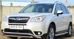 22 999 р. Защита переднего бампера (2 трубыØ63 мм, волна, нержавейка) SLITKOFF  Subaru Forester  SJ (2012-2016) дорестайлинг  с доставкой в г. Горно‑Алтайск. Увеличить фотографию 4