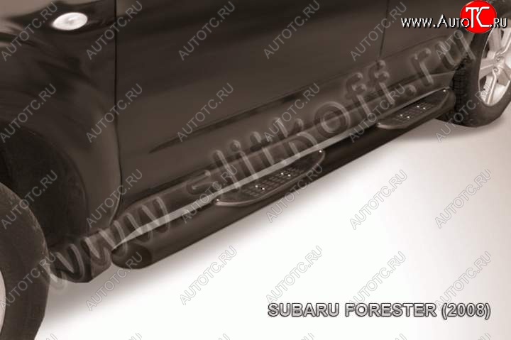 13 749 р. Защита порогов Slitkoff Subaru Forester SH (2008-2013) (Цвет: серебристый)  с доставкой в г. Горно‑Алтайск