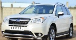 13 849 р. Защита порогов из круглой трубы диаметром 63 мм Russtal Subaru Forester SJ дорестайлинг (2012-2016) (Защита порогов с со скосами на торцах (вариант 1))  с доставкой в г. Горно‑Алтайск. Увеличить фотографию 4