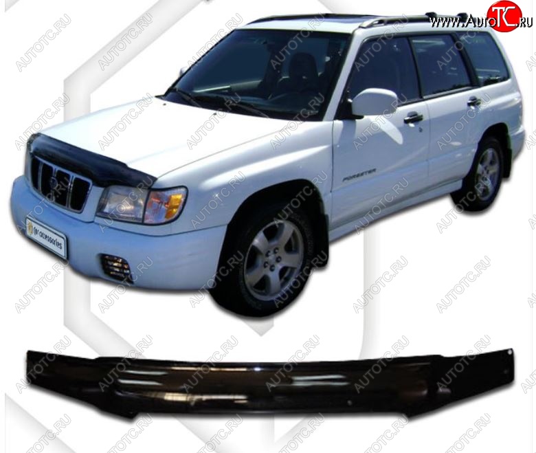 2 099 р. Дефлектор капота CA-Plastic  Subaru Forester  SF (2000-2002) рестайлинг (Classic черный, Без надписи)  с доставкой в г. Горно‑Алтайск