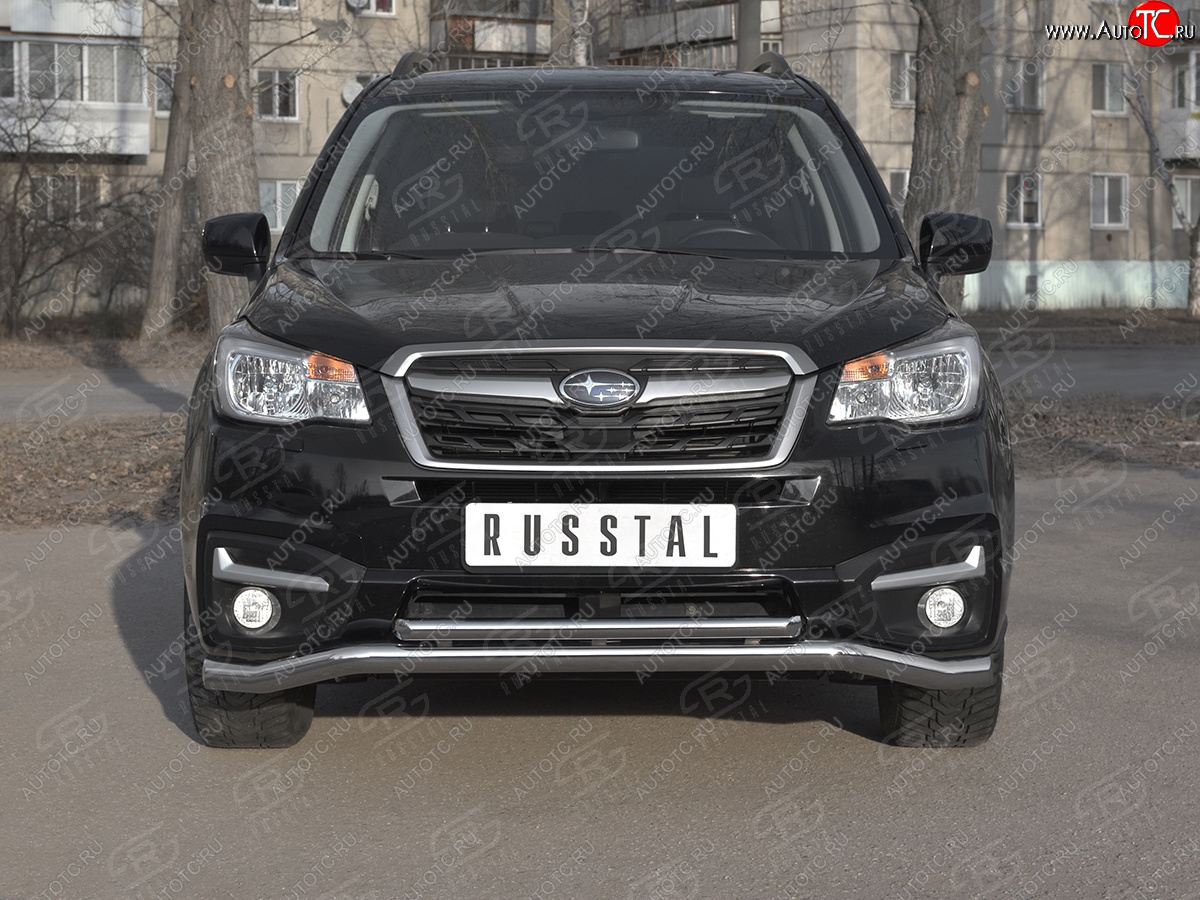 25 399 р. Защита переднего бампера (2 трубы Ø63 и 42 мм, нержавейка) SLITKOFF  Subaru Forester  SJ (2016-2019) рестайлинг  с доставкой в г. Горно‑Алтайск