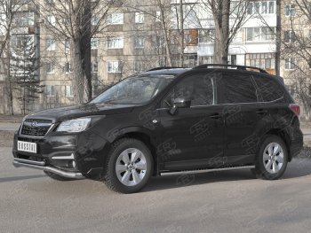 25 399 р. Защита переднего бампера (2 трубы Ø63 и 42 мм, нержавейка) SLITKOFF  Subaru Forester  SJ (2016-2019) рестайлинг  с доставкой в г. Горно‑Алтайск. Увеличить фотографию 3