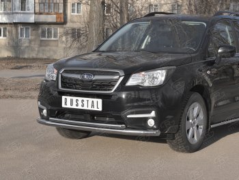 26 999 р. Защита переднего бампера SLITKOFF d63 секции-d42 дуга Subaru Forester SJ рестайлинг (2016-2019)  с доставкой в г. Горно‑Алтайск. Увеличить фотографию 2