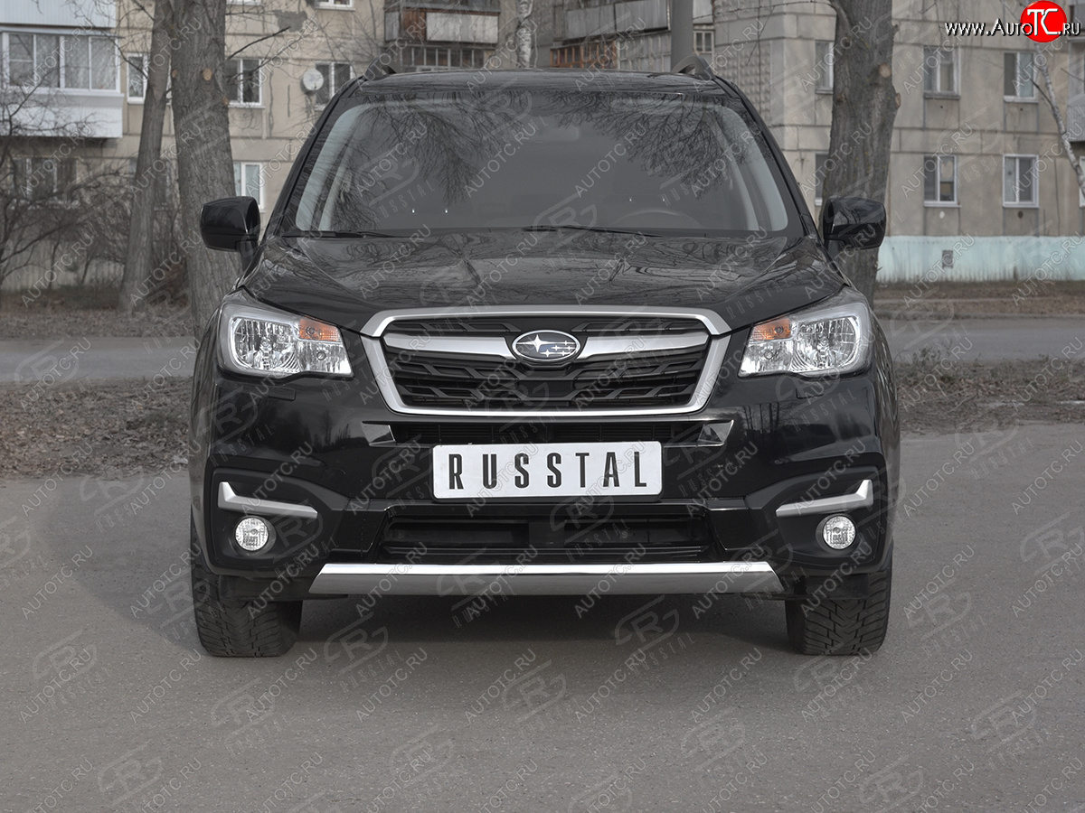 15 649 р. Защита переднего бампера (Ø75x42 мм, нержавейка) Russtal Subaru Forester SJ рестайлинг (2016-2019)  с доставкой в г. Горно‑Алтайск