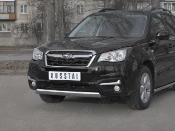 15 649 р. Защита переднего бампера (Ø75x42 мм, нержавейка) Russtal Subaru Forester SJ рестайлинг (2016-2019)  с доставкой в г. Горно‑Алтайск. Увеличить фотографию 2