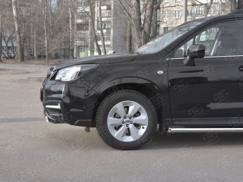 15 649 р. Защита переднего бампера (Ø75x42 мм, нержавейка) Russtal Subaru Forester SJ рестайлинг (2016-2019)  с доставкой в г. Горно‑Алтайск. Увеличить фотографию 3