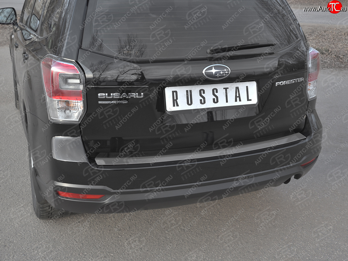 2 599 р. Защитная накладка заднего бампера на Russtal Subaru Forester SJ рестайлинг (2016-2019) (Нержавейка полированная)  с доставкой в г. Горно‑Алтайск