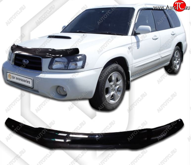 2 199 р. Дефлектор капота CA-Plastic  Subaru Forester  SG (2002-2005) дорестайлинг (Classic черный, Без надписи)  с доставкой в г. Горно‑Алтайск