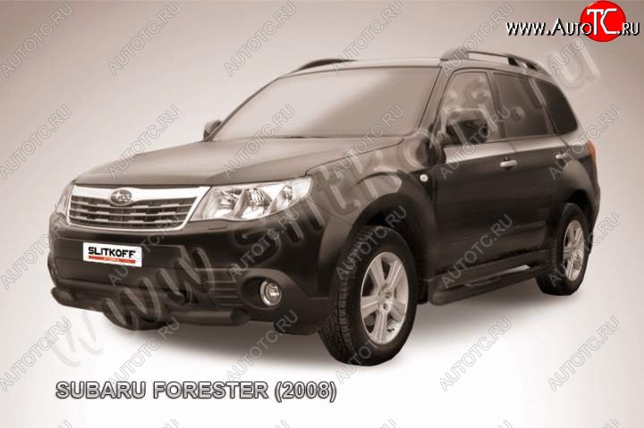 11 399 р. Защита переднего бампер Slitkoff Subaru Forester SH (2008-2013) (Цвет: серебристый)  с доставкой в г. Горно‑Алтайск