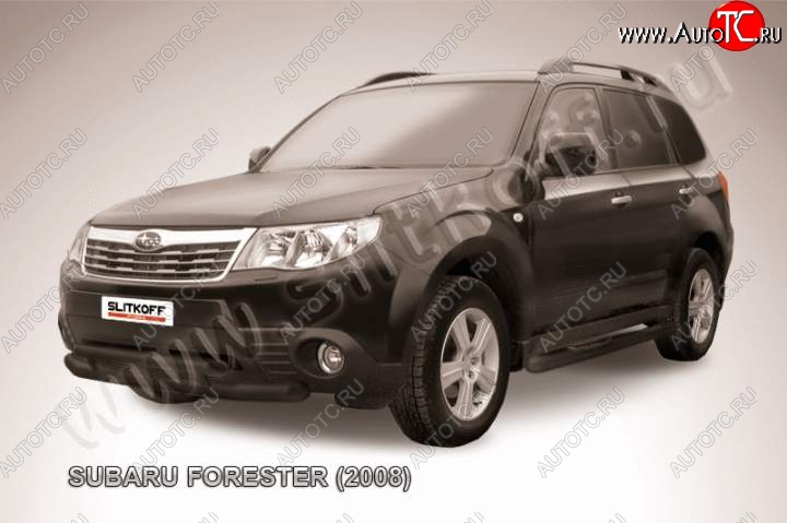 12 549 р. Защита переднего бампер Slitkoff Subaru Forester SH (2008-2013) (Цвет: серебристый)  с доставкой в г. Горно‑Алтайск