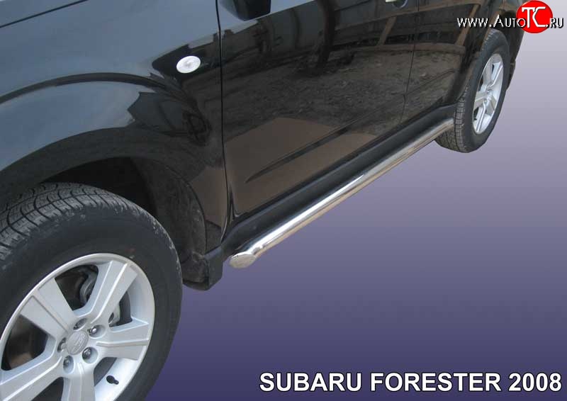 13 999 р. Защита порогов из круглой трубы диаметром 57 мм Slitkoff Subaru Forester SH (2008-2013) (Цвет: нержавеющая полированная сталь)  с доставкой в г. Горно‑Алтайск