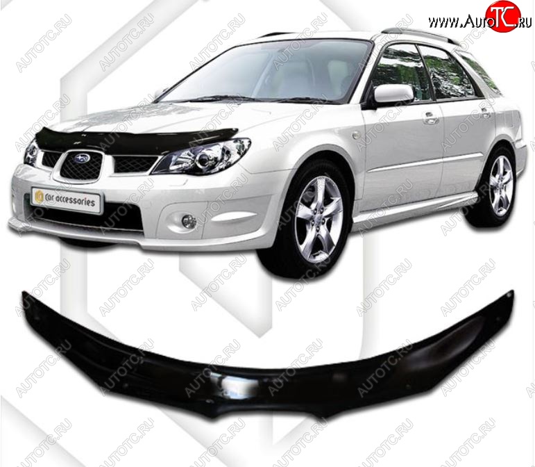 1 999 р. Дефлектор капота CA-Plastiс  Subaru Impreza ( GD,  GG) (2005-2007) седан 2-ой рестайлинг, хэтчбэк 2-ой рестайлинг (Classic черный, Без надписи)  с доставкой в г. Горно‑Алтайск