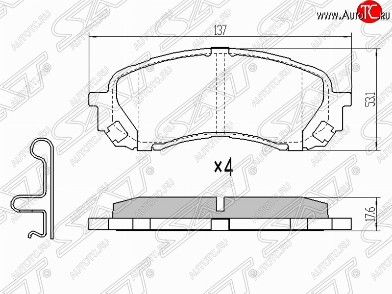 1 169 р. Колодки тормозные (передние) SAT (Китай)  Subaru Forester  SH - Impreza ( GE,  GH)  с доставкой в г. Горно‑Алтайск