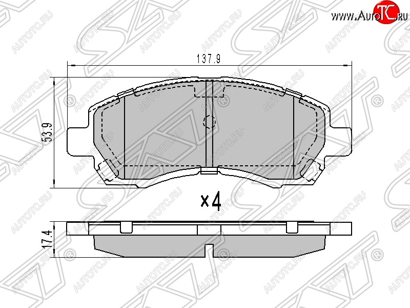 1 179 р. Колодки тормозные SAT (передние)  Subaru Impreza ( GC,  GD) - Outback ( BH/BE12,  BP)  с доставкой в г. Горно‑Алтайск