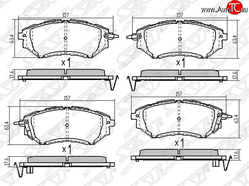 1 659 р. Колодки тормозные SAT (передние)  Subaru Legacy ( BL/B13,  BL,B13) - Tribeca  с доставкой в г. Горно‑Алтайск