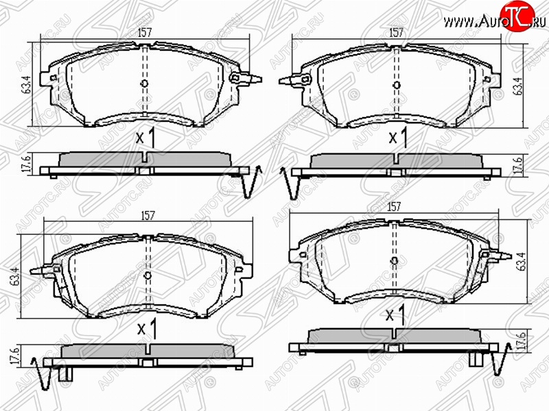 1 449 р. Колодки тормозные (передние) SAT Subaru Outback BP дорестайлинг универсал (2003-2006)  с доставкой в г. Горно‑Алтайск