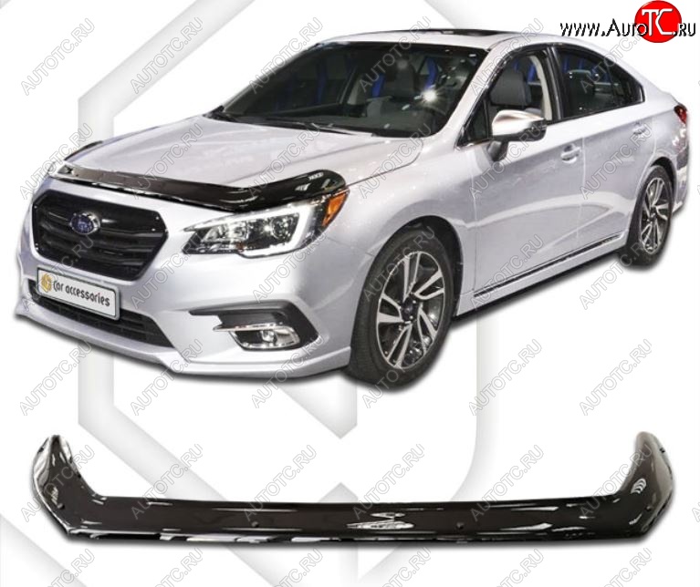 2 899 р. Дефлектор капота CA-Plastiс exclusive Subaru Legacy BN/B15 рестайлинг седан (2017-2024) (Classic черный, Без надписи)  с доставкой в г. Горно‑Алтайск