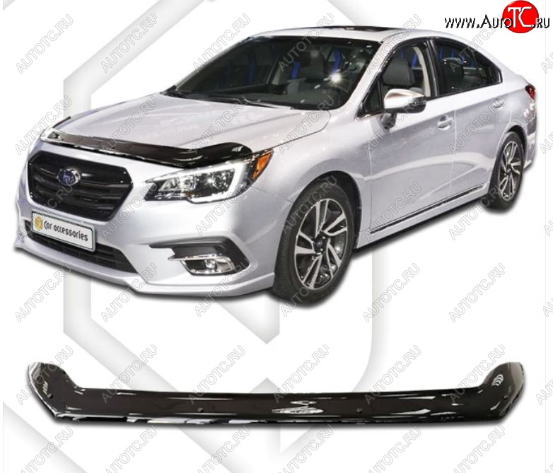 2 159 р. Дефлектор капота CA-Plastiс  Subaru Legacy  BN/B15 (2017-2024) рестайлинг седан (Classic черный, Без надписи)  с доставкой в г. Горно‑Алтайск