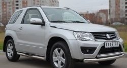 16 699 р. Защита переднего бампера (2 трубыØ76 и 42 мм, нержавейка) SLITKOFF  Suzuki Grand Vitara  JT (2012-2016) 3 двери 2-ой рестайлинг  с доставкой в г. Горно‑Алтайск. Увеличить фотографию 2