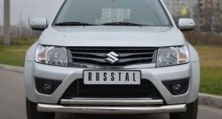 Защита переднего бампера (2 трубыØ76 и 42 мм, нержавейка) SLITKOFF Suzuki Grand Vitara JT 3 двери 2-ой рестайлинг (2012-2016)