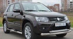 20 449 р. Защита переднего бампера (2 трубыØ76 и 42 мм, нержавейка) SLITKOFF Suzuki Grand Vitara JT 5 дверей 2-ой рестайлинг (2012-2016)  с доставкой в г. Горно‑Алтайск. Увеличить фотографию 4