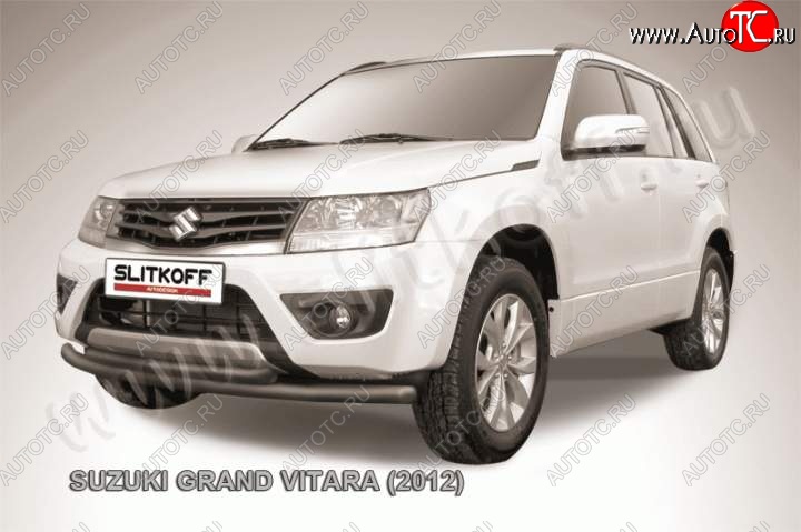 8 999 р. Защита переднего бампер Slitkoff Suzuki Grand Vitara JT 5 дверей 2-ой рестайлинг (2012-2016) (Цвет: серебристый)  с доставкой в г. Горно‑Алтайск