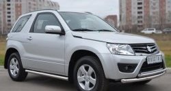 14 849 р. Защита порогов из круглой трубы диаметром 63 мм (3 дв.) Russtal Suzuki Grand Vitara JT 3 двери 2-ой рестайлинг (2012-2016) (Защита порогов с со скосами на торцах (вариант 1))  с доставкой в г. Горно‑Алтайск. Увеличить фотографию 3