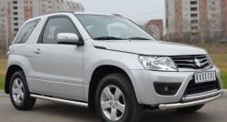 14 849 р. Защита порогов из круглой трубы диаметром 63 мм (3 дв.) Russtal Suzuki Grand Vitara JT 3 двери 2-ой рестайлинг (2012-2016) (Защита порогов с со скосами на торцах (вариант 1))  с доставкой в г. Горно‑Алтайск. Увеличить фотографию 9