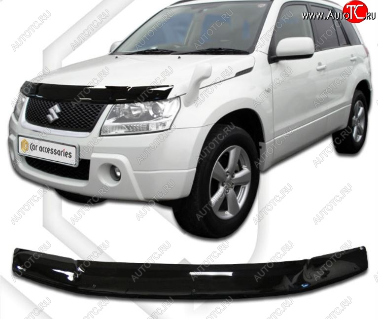 1 999 р. Дефлектор капота CA-Plastiс  Suzuki Grand Vitara  JT 3 двери (2005-2008) дорестайлинг (Classic черный, Без надписи)  с доставкой в г. Горно‑Алтайск