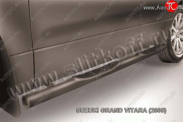 13 749 р. Защита порогов Slitkoff Suzuki Grand Vitara JT 5 дверей дорестайлинг (2005-2008) (Цвет: серебристый)  с доставкой в г. Горно‑Алтайск