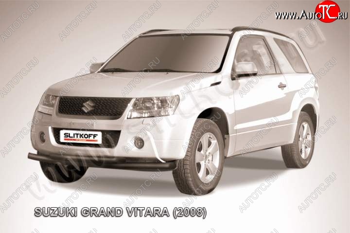 8 199 р. Защита переднего бампер Slitkoff Suzuki Grand Vitara JT 3 двери дорестайлинг (2005-2008) (Цвет: серебристый)  с доставкой в г. Горно‑Алтайск