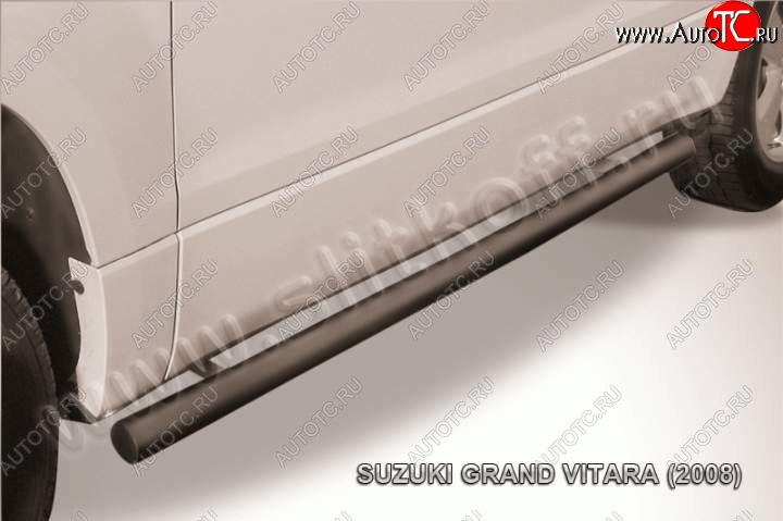 10 599 р. Защита порогов Slitkoff Suzuki Grand Vitara JT 3 двери дорестайлинг (2005-2008) (Цвет: серебристый)  с доставкой в г. Горно‑Алтайск