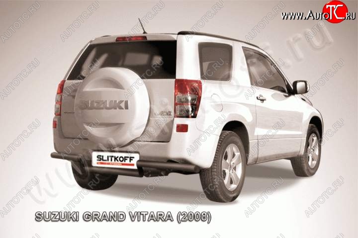 8 849 р. Защита задняя Slitkoff  Suzuki Grand Vitara  JT 3 двери (2005-2008) дорестайлинг (Цвет: серебристый)  с доставкой в г. Горно‑Алтайск